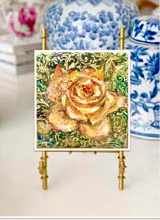 Peace Rose with Gold Scrollwork Mini