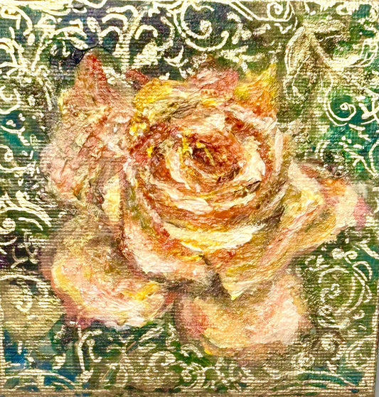 Peace Rose with Gold Scrollwork Mini