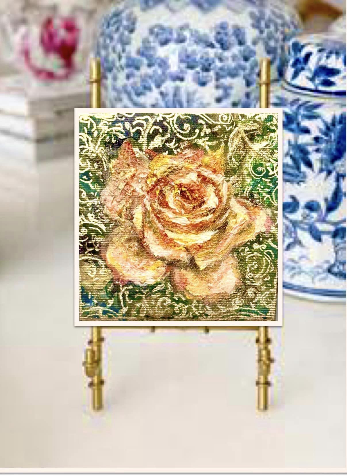 Peace Rose with Gold Scrollwork Mini