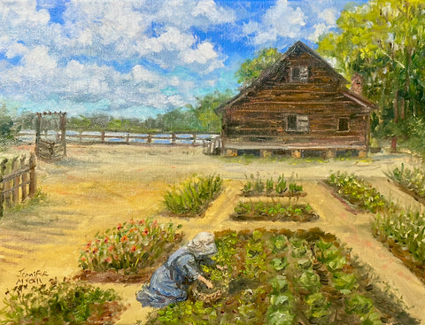 An 1890's South Georgia Settler Tending Her Garden - Limited Edition Print