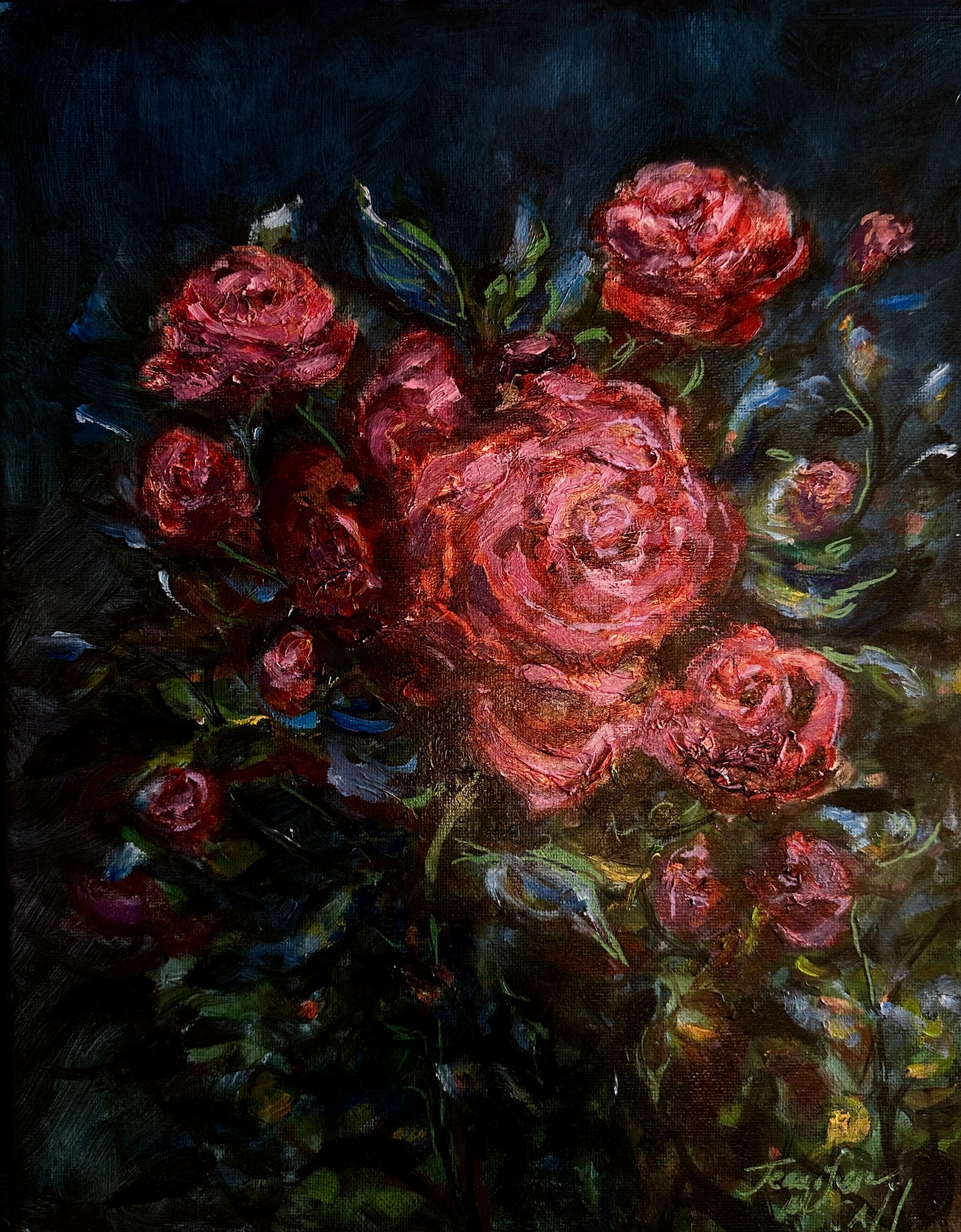 Red Roses in Moonlight